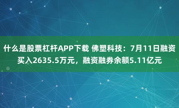 什么是股票杠杆APP下载 佛塑科技：7月11日融资买入2635.5万元，融资融券余额5.11亿元